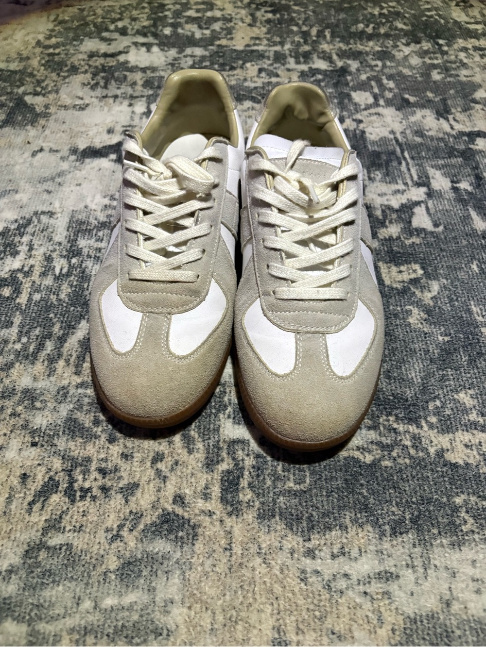 Men's Casual Suede and Leather Sneakers - White & Tan